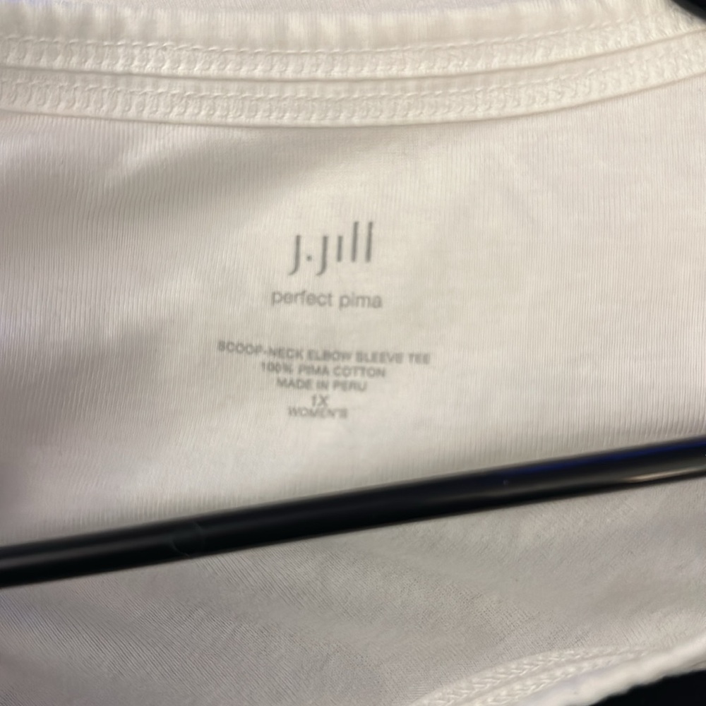 J Jill Perfect Pima Elbow Sleeve Scoop-Neck Tee 1X White - Picture 2 of 5